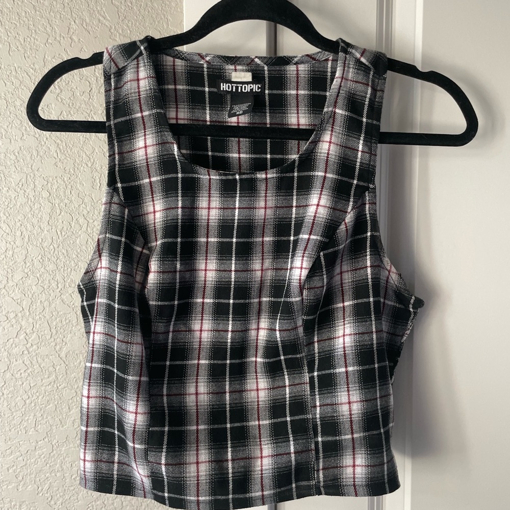 Hot Topic Mid Length Plaid Crop Top